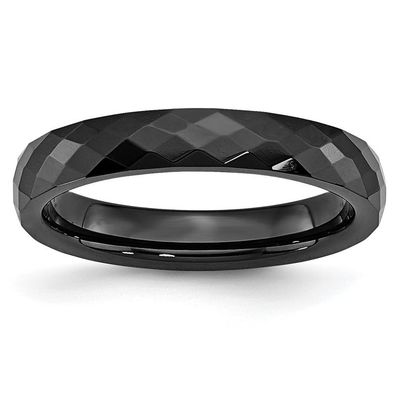 Chisel Ceramic Black 4mm Faceted Polished Band 75$